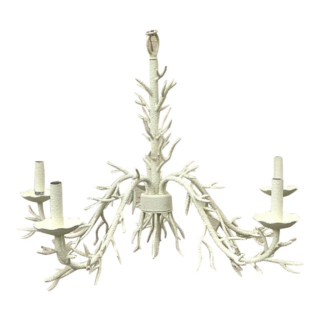 Vintage Coastal Coral Branch Chandelier For Sale