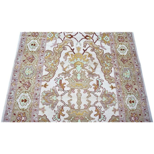 Early 21st Century Persian Wool Sultanabad 4x18 Light Khaki & Ivory Handmade Runner Rug #1143260 For Sale - Image 5 of 7