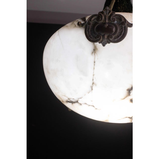 Art Deco Design White Albaster Pendant, 1940s For Sale - Image 10 of 12