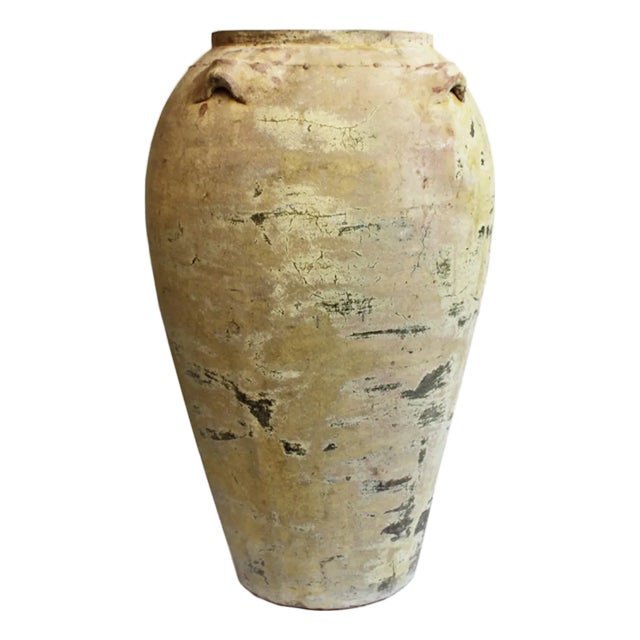 Vintage Cask Yellow Earth Ware Planter Pot For Sale