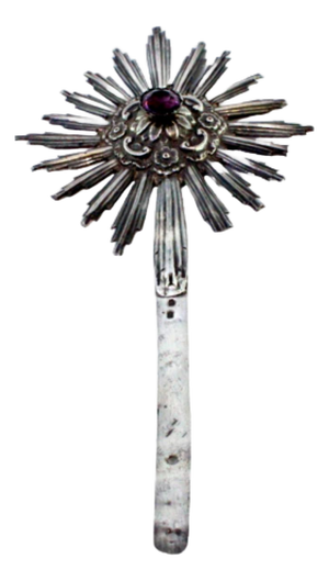 Silver Embossed Splendor with Fake Purple Stone