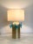 Contemporary Light-Blue Butterfly Murano Glass Table Lamp. Totally brass brushed and glow painted for this impressive...