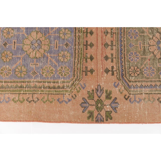 1960s Faded Terracotta & Sage Vintage Rug For Sale - Image 5 of 10
