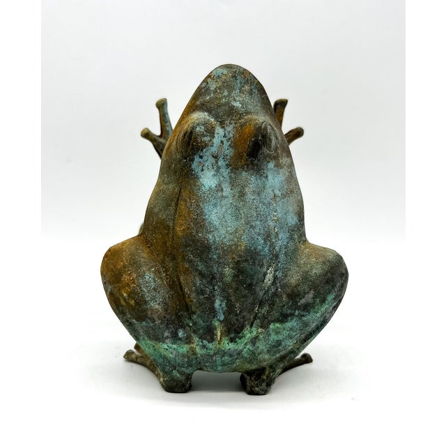 Curtis Jere Vintage Metal Verdigris Frogs “Patty Cake” Figurines – Whimsical Garden Sculptures – Hollywood Regency / Organic Modern For Sale - Image 4 of 11