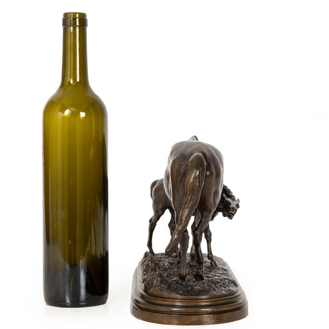 19th Century Rare French Antique Bronze Sculpture “Mare and Foal” by Isidore Bonheur For Sale - Image 5 of 12