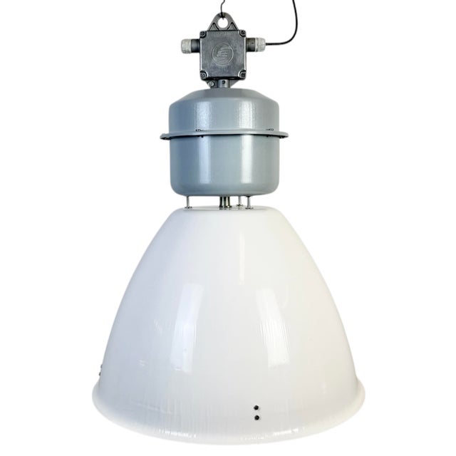 Large Industrial White Enamel Factory Lamp from Elektrosvit, 1990s For Sale - Image 17 of 17