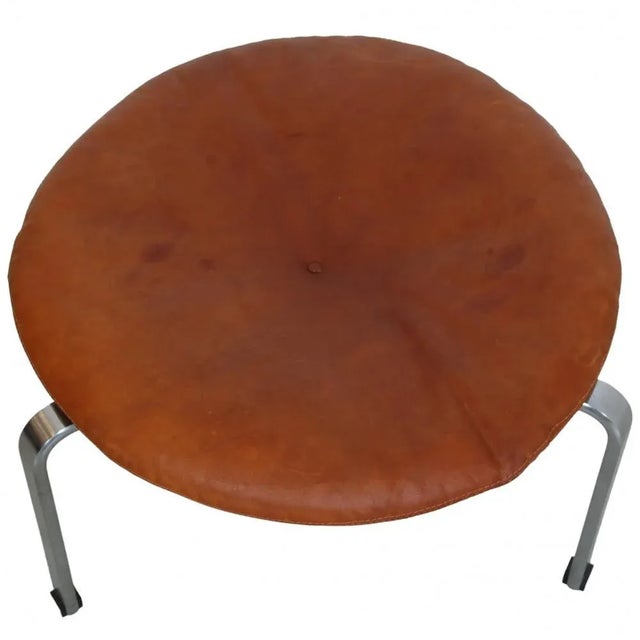 PK-33 Footstool in Cognac Leather by Poul Kjærholm for E. Kold Christensen, 1970s For Sale - Image 3 of 8