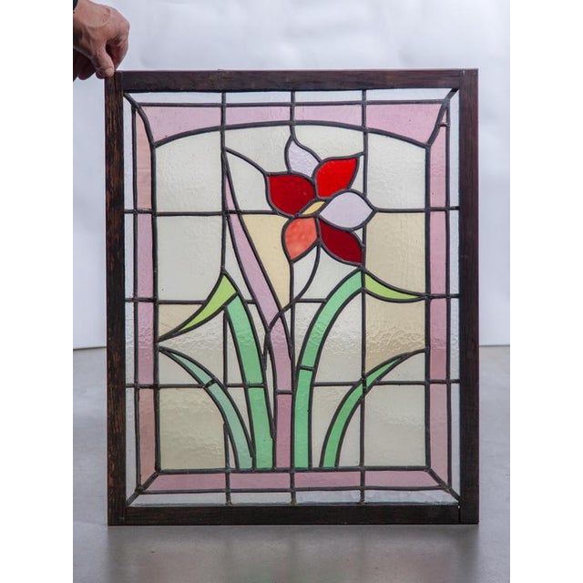 Art Nouveau Stained Glass Panel, 1910 For Sale - Image 9 of 10