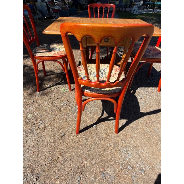 Vintage Thonet Style Bentwood Bistro Chairs With Grape Leaf Upholstery For Sale - Image 10 of 10