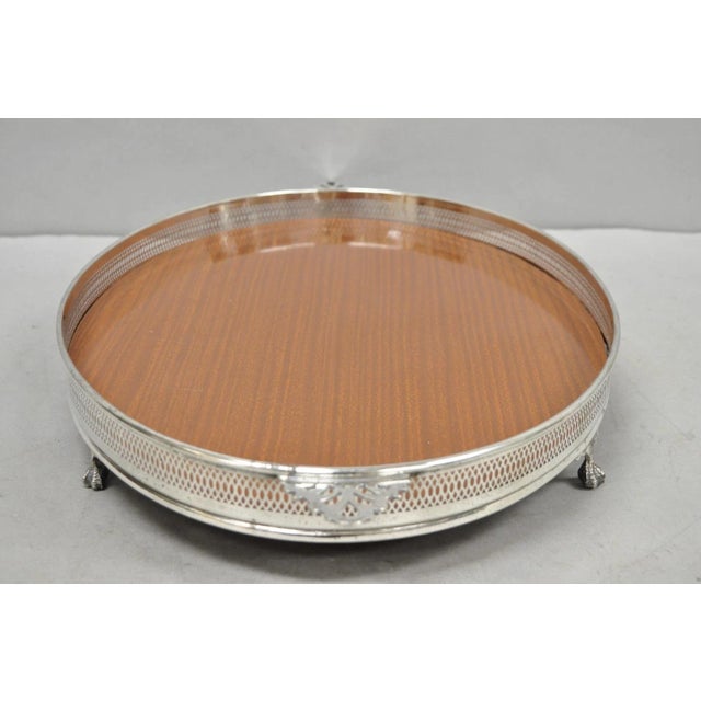 Vintage Eales 1779 Silver Plated Georgian Oval Formica Footed Bar Platter Tray For Sale - Image 11 of 15