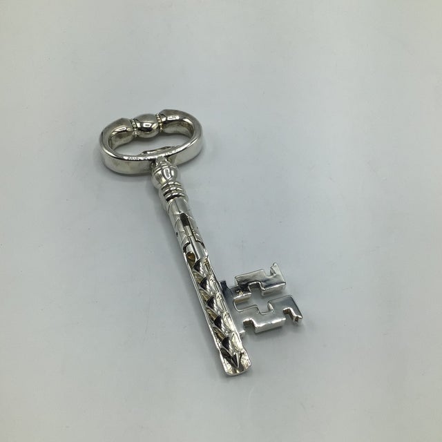 Godinger Silver Plated Skeleton Key Jigger/Bottle Opener and Skeleton Key Corkscrew-Set of 2 For Sale - Image 11 of 12