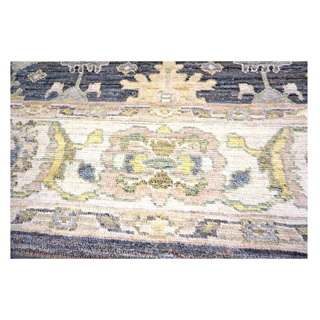 21st Century Turkish Oushak Wool 9x14 Charcoal, Ivory & Yellow Handmade Area Rug #1144102 For Sale In Houston - Image 6 of 11
