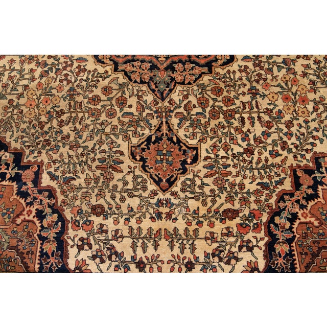Antique Beige Sarouk Farahan Persian Handmade Wool Rug For Sale - Image 10 of 13