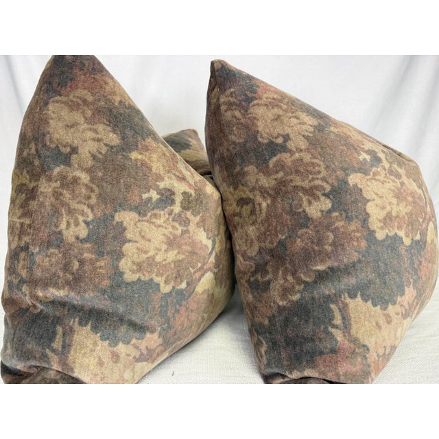 Transitional King Cotton "Aubusson" in Cameo Mohair Velvet 22" Pillows-a Pair For Sale - Image 3 of 3