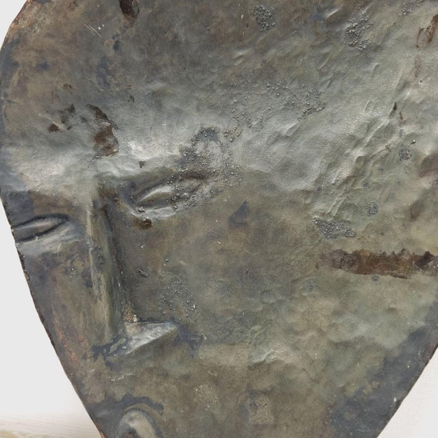 Brown Vintage Hand-Hammered Copper Wall Mask, 1960s For Sale - Image 8 of 14