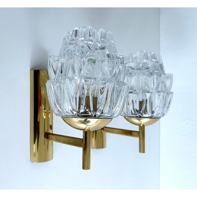 Vintage Glass and Brass Sconces from Fischer Leuchten, 1960s, Set of 2 For Sale - Image 11 of 18