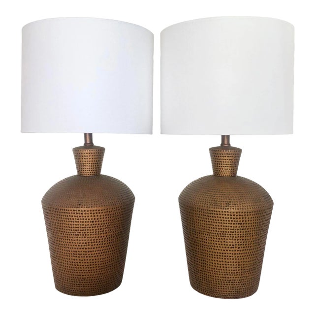 1970's Copper Finish Table Lamps/2 For Sale