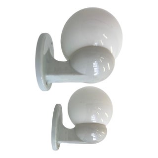 Bauhaus Porcelain and Glass Wall Lamps, 1930s, Set of 2 For Sale