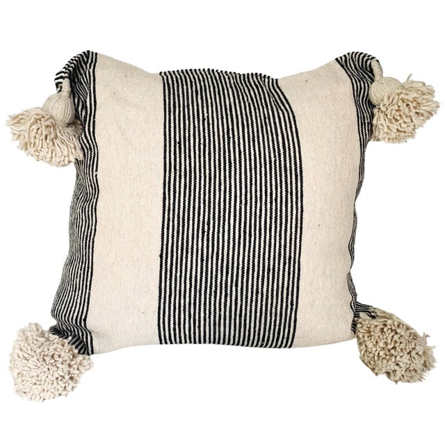 Moroccan Moroccan Handloomed Pom-Pom Pillow, 19" x 19" For Sale - Image 3 of 3
