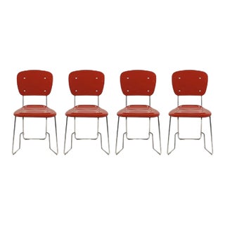 Set of 4 Stacking Chairs by Armin Wirth and Aluflex, 1950s For Sale