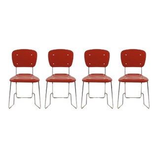 Set of 4 Stacking Chairs by Armin Wirth and Aluflex, 1950s For Sale