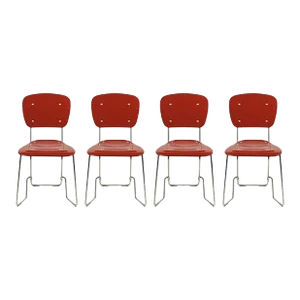 Set of 4 Stacking Chairs by Armin Wirth and Aluflex, 1950s