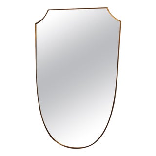 Brass Wall Mirror in the style of Gio Ponti, 1950s For Sale