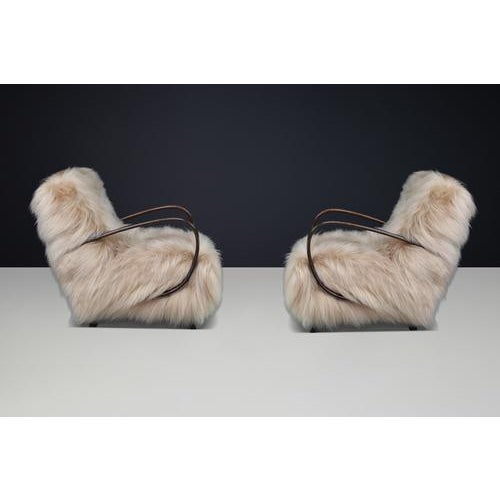 Lounge Chairs in Icelandic Sheepskin from Jindřich Halabala, 1940s, Set of 2 For Sale - Image 15 of 18