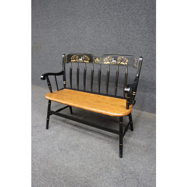 1970s Drexel Attributed Painted Windsor Settee, Circa 1970s For Sale - Image 5 of 10