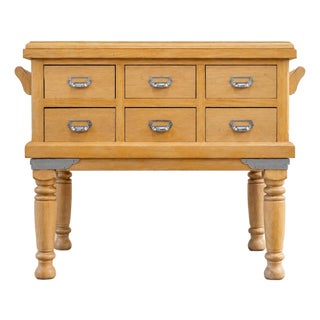 Vintage Apothecary-Kitchen-Island | 6-Drawer Card Catalog Style, Counter Height For Sale