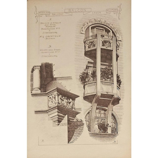 This is an antique set of 4 French sculptural and architectural engravings that date to 1887. They were published in Paris...