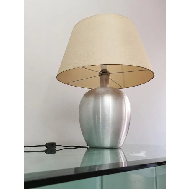 Table Lamp in Brushed Aluminum & Italian Fabric, 1970s For Sale - Image 4 of 12