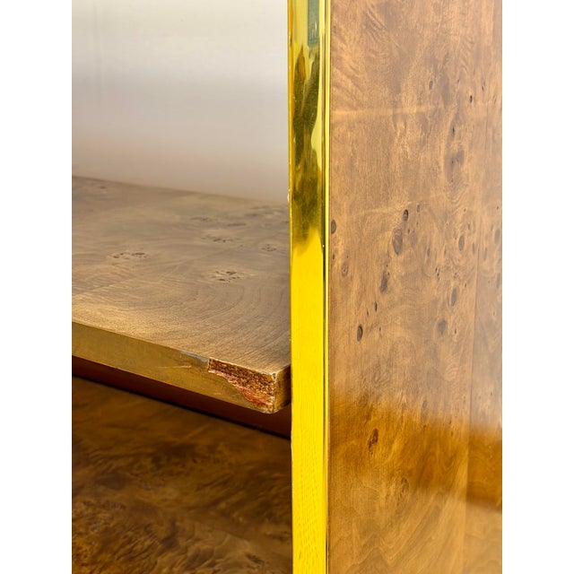 1970s Founders Burl Wood & Brass Console For Sale - Image 11 of 12