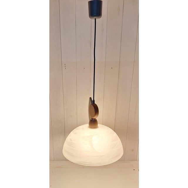 Vintage Pendant Lamp with Marbled White Glass Shade by Honsel, 2000s For Sale - Image 3 of 8
