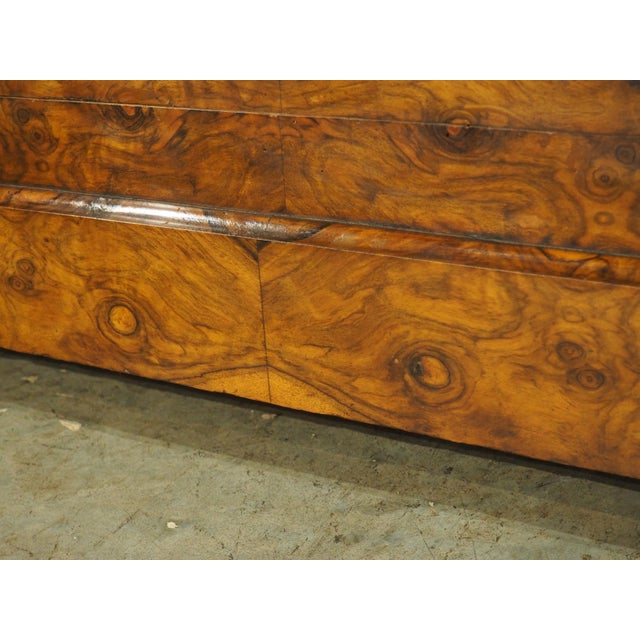 Antique French Burl Walnut Louis Philippe Style Commode White Carrara Marble Top, Late 1800s For Sale - Image 12 of 18