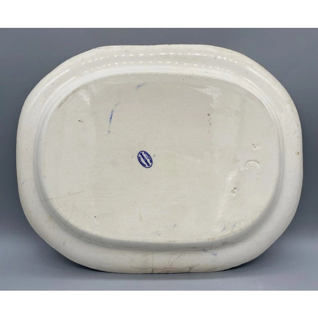 Ceramic Antique English Copeland Spode's Tower Blue and White Platter For Sale - Image 7 of 13
