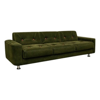 Pullman” Sofa in Deep Olive Mohair with Rosewood Buttons by Jorge Zalszupin for L’Atelier, Brazil, 1970s — Lot 145 For Sale