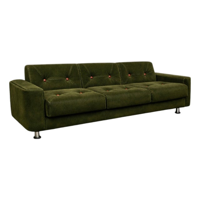 Pullman” Sofa in Deep Olive Mohair with Rosewood Buttons by Jorge Zalszupin for L’Atelier, Brazil, 1970s — Lot 145 For Sale