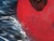 Blue and red abstract contemporary seascape landscape by Houston, TX artist Moisés Villafuerte. This abstract painting...