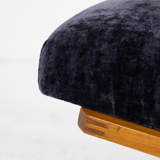 1960s Cherry Wood and Velvet Armchair, 1960s For Sale - Image 5 of 15