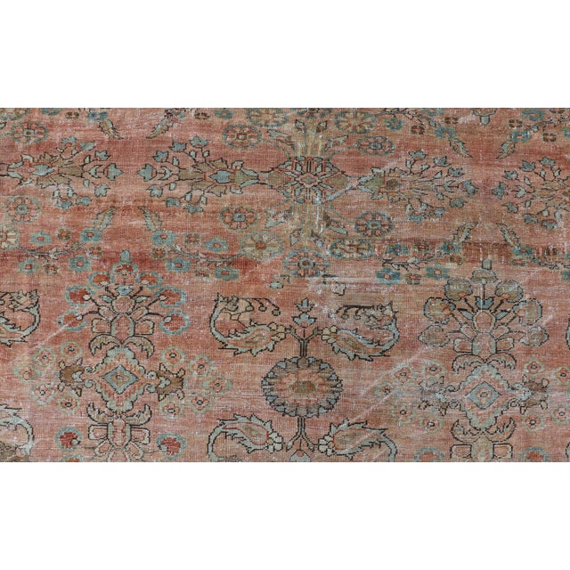 Antique Persian Muted Colored Sultanabad Mahal Rug With All Over Floral Design 9'2 X 11'11 For Sale - Image 9 of 14
