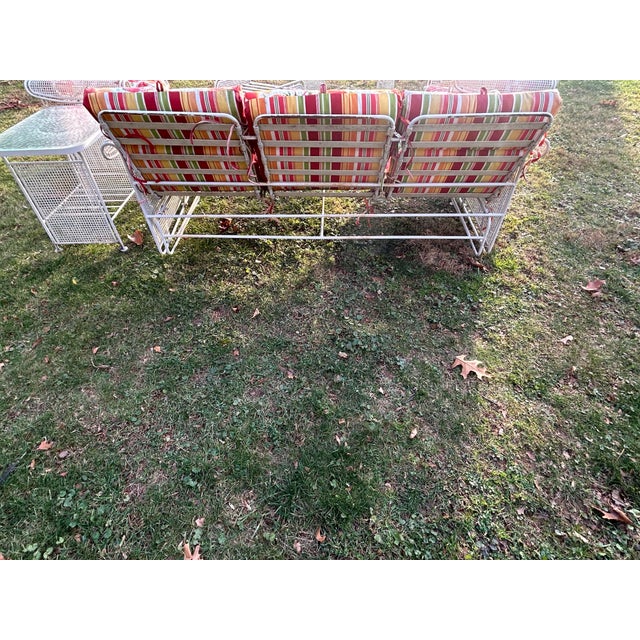 1950s Vintage Woodard Conversation Seating, Ottoman, & Tables, Attributed, 6 Pieces For Sale - Image 5 of 12