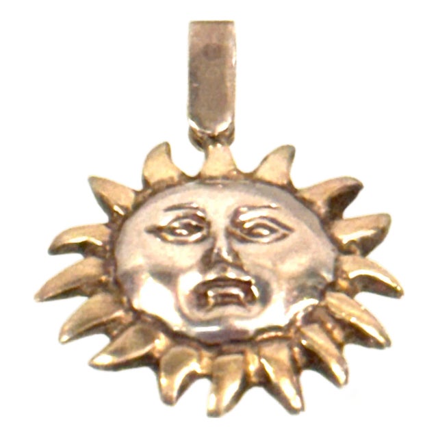 Sergio Bustamante Sterling Silver & Gilt Sun Face Pendant Limited Edition 6/99 For Sale