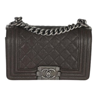 Brown Quilted Caviar Small Boy Handbag For Sale