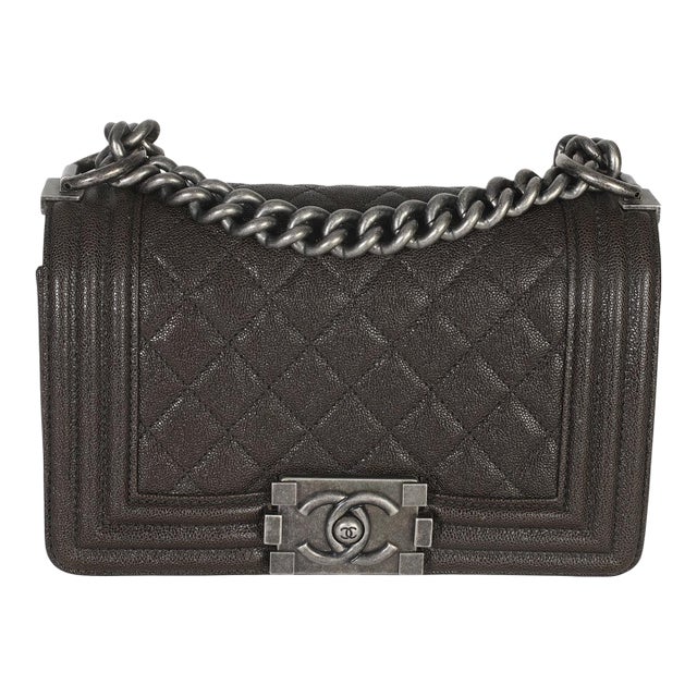 Brown Quilted Caviar Small Boy Handbag For Sale