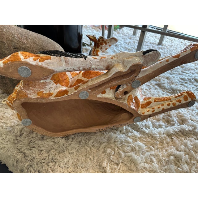 Large Italian Majolica Terracotta Glazed Giraffe For Sale - Image 4 of 12