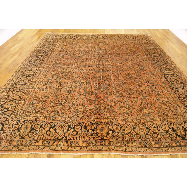 1930s Vintage Persian Decorative Oriental Sarouk Rug in Room Size For Sale - Image 5 of 12