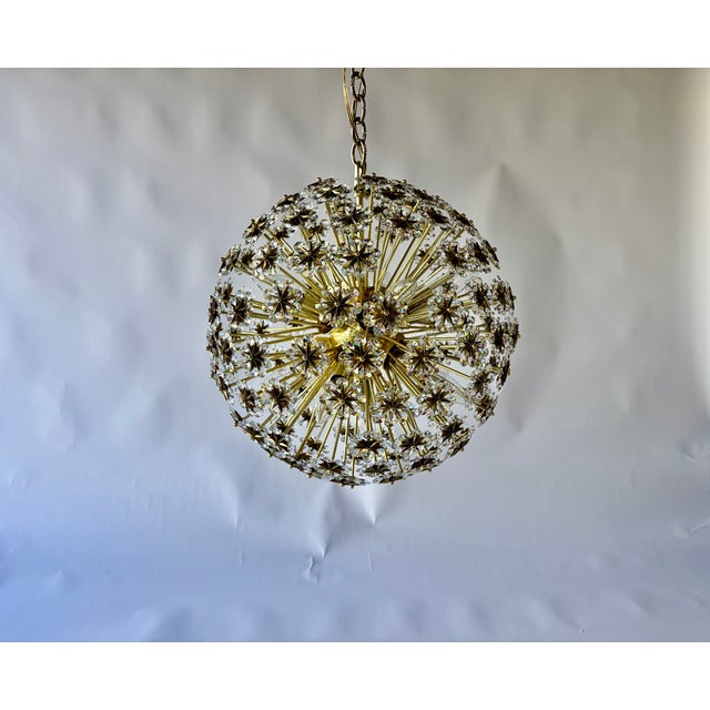Large 1950s Sputnik Dandelion Chandelier, Brass & Crystal, 11 Bulbs For Sale - Image 13 of 18