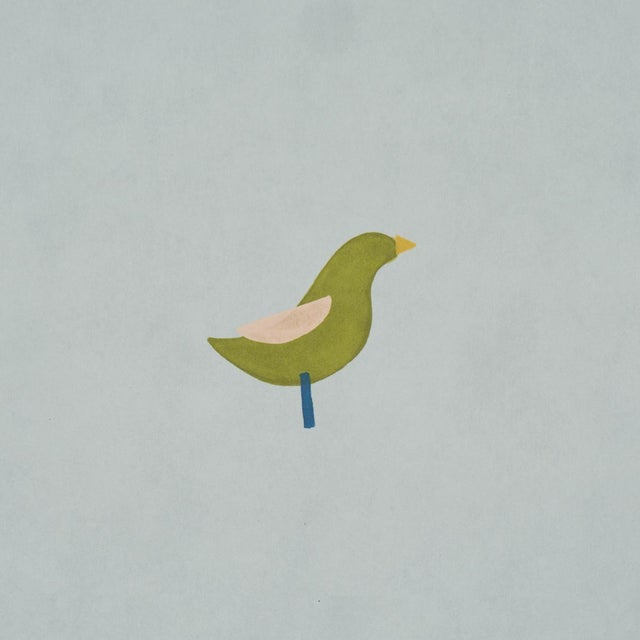 Traditional Sample - Schumacher Birds Print Wallcovering In Green On Sky For Sale - Image 3 of 5