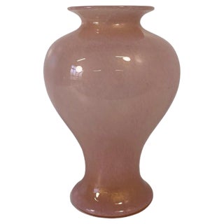 Italian Powder Pink and Gold Leaf Vase in Murano Glass by Barovier & Toso, 1980s For Sale